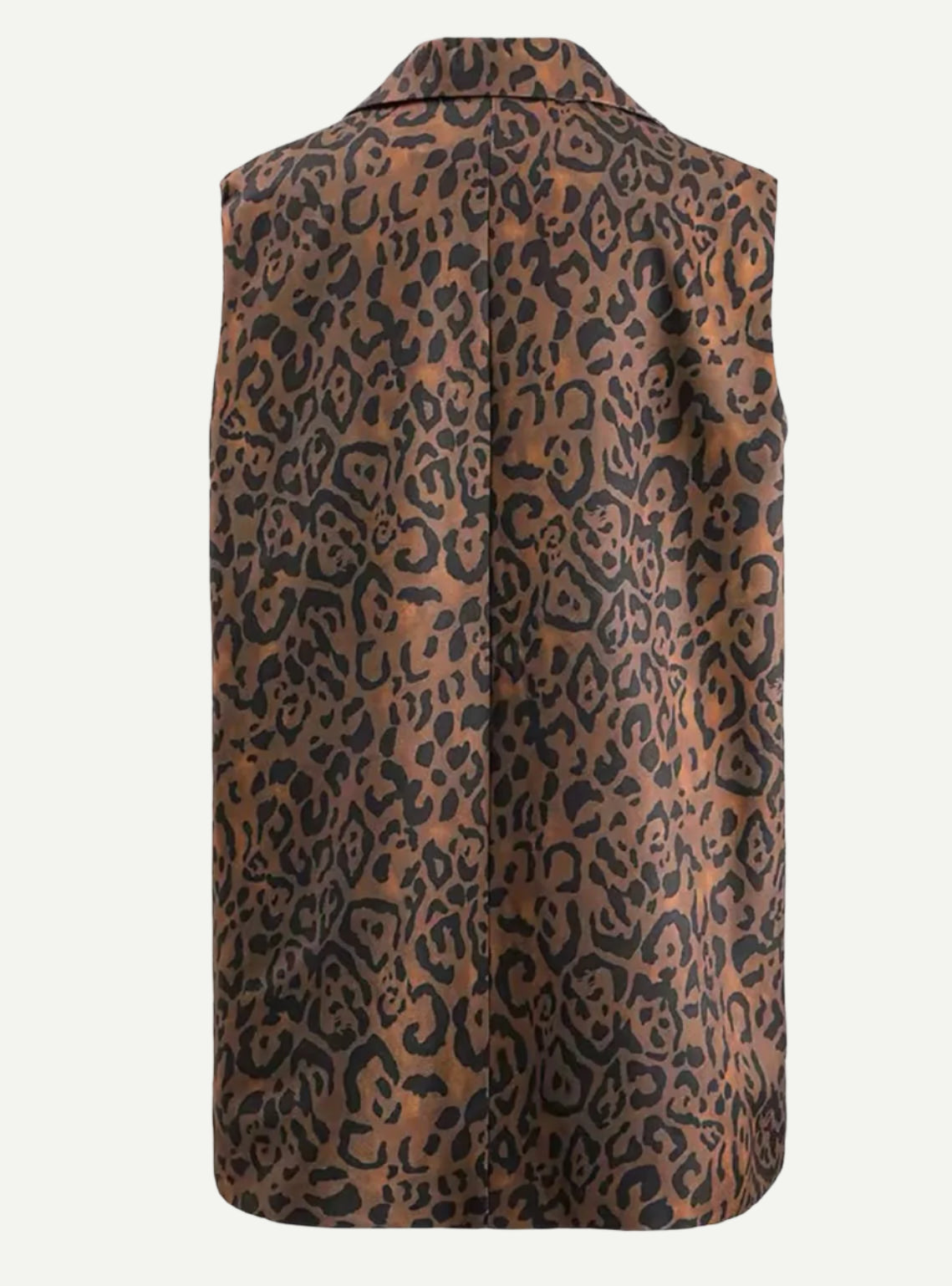 Back view of North and Five's Leopard Long Vest.