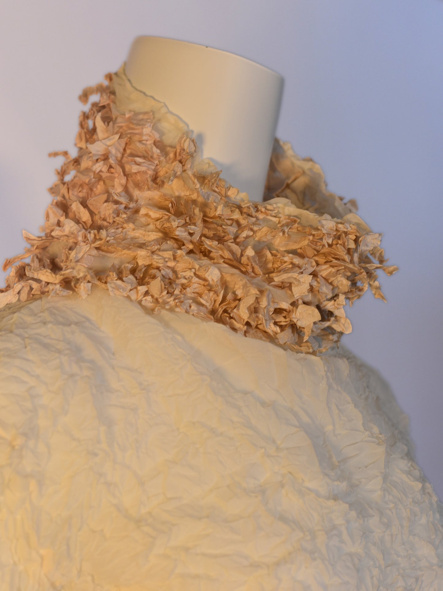 Collar on white label Issey Miyake crinkled blouse from S/S 2003 collection