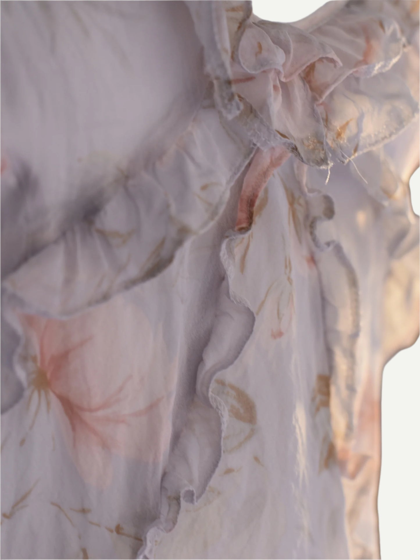 Close up of D&G Silk Floral Tank Top – S/S 2004 Runway.