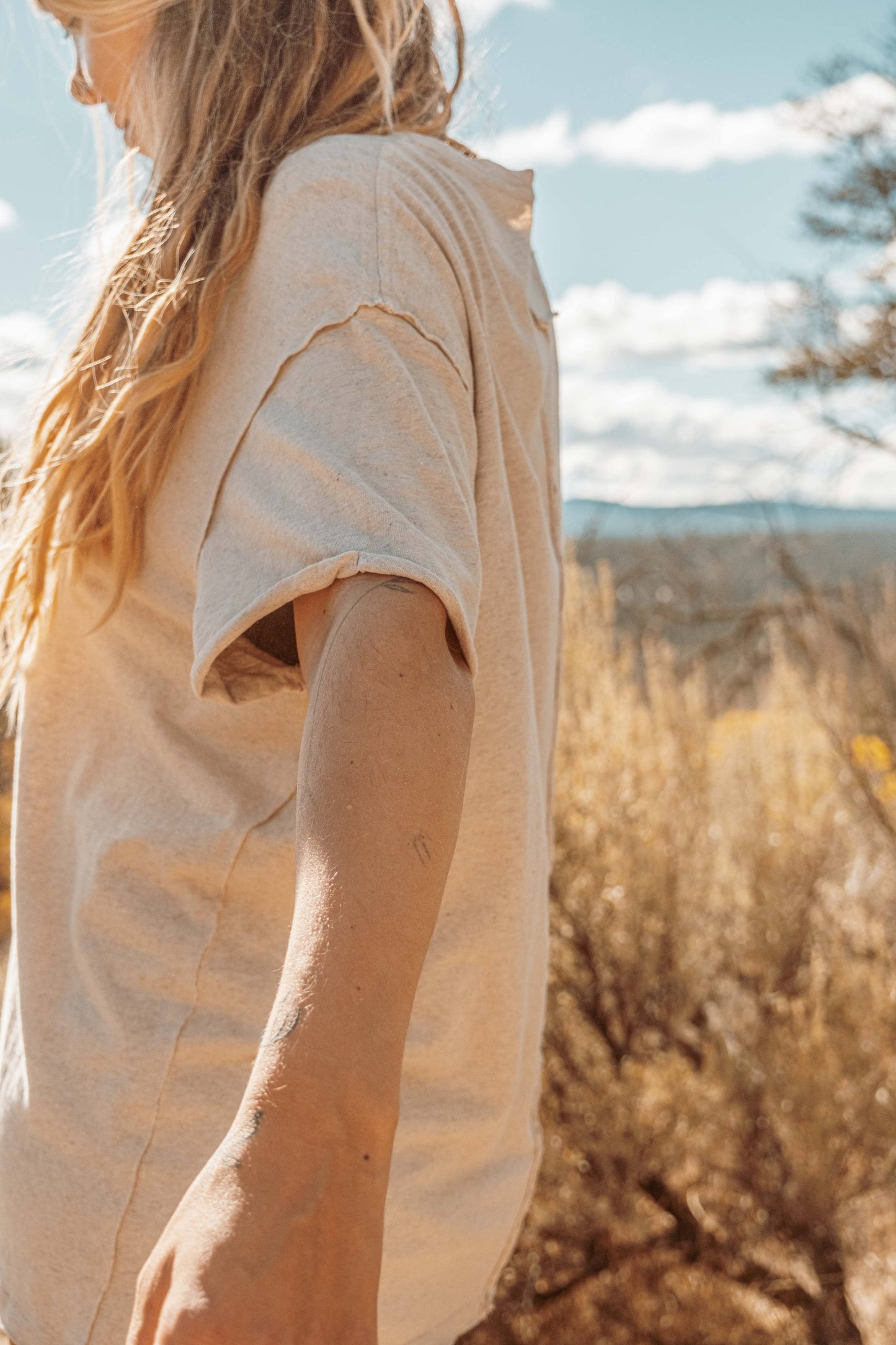 Side view of Hemp Organic Cotton Unisex T-Shirt