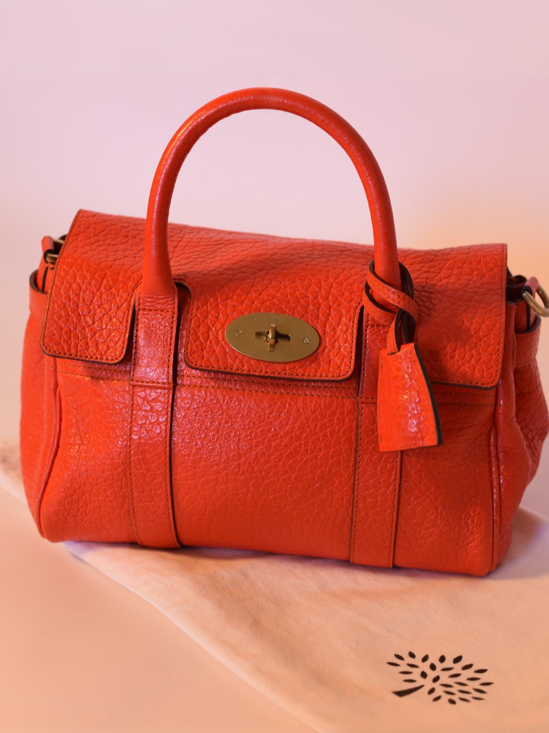 Storage Bad and Coral orange Mulberry Bayswater leather bag 