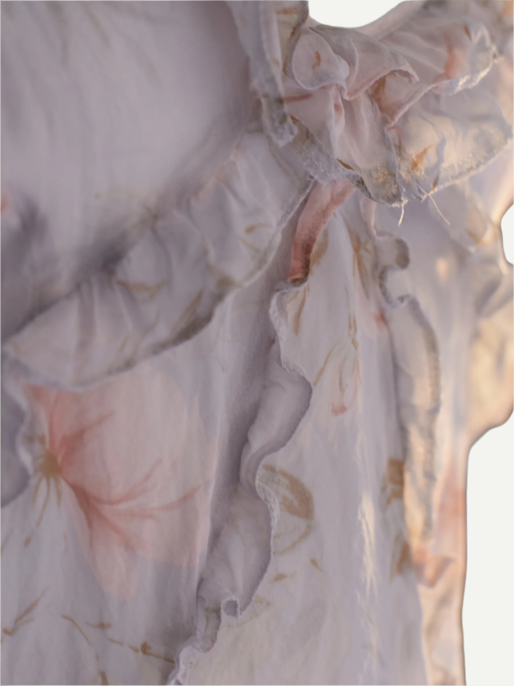 Close up of D&G Silk Floral Tank Top – S/S 2004 Runway. 