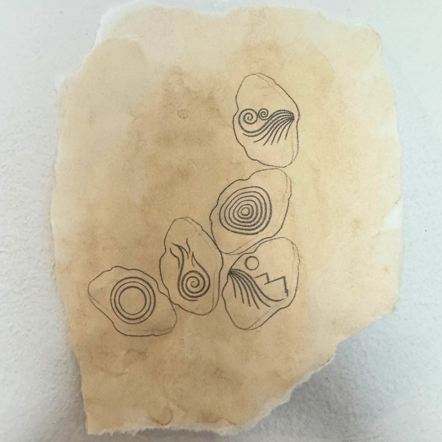 Aged paper featuring the five elements